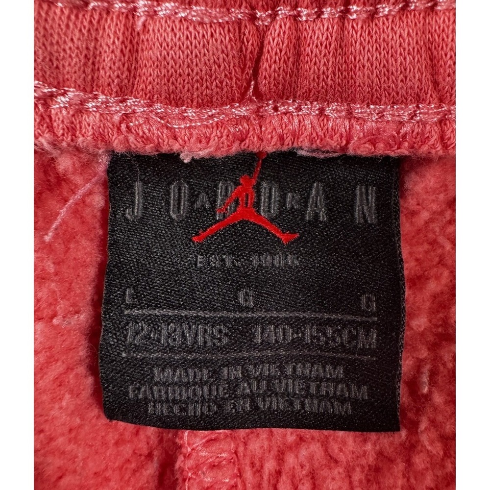 Jordan Girls Sweat Shorts Athletic Casual Drawstring‎ Coral Large 12-13 Years - Picture 3 of 4